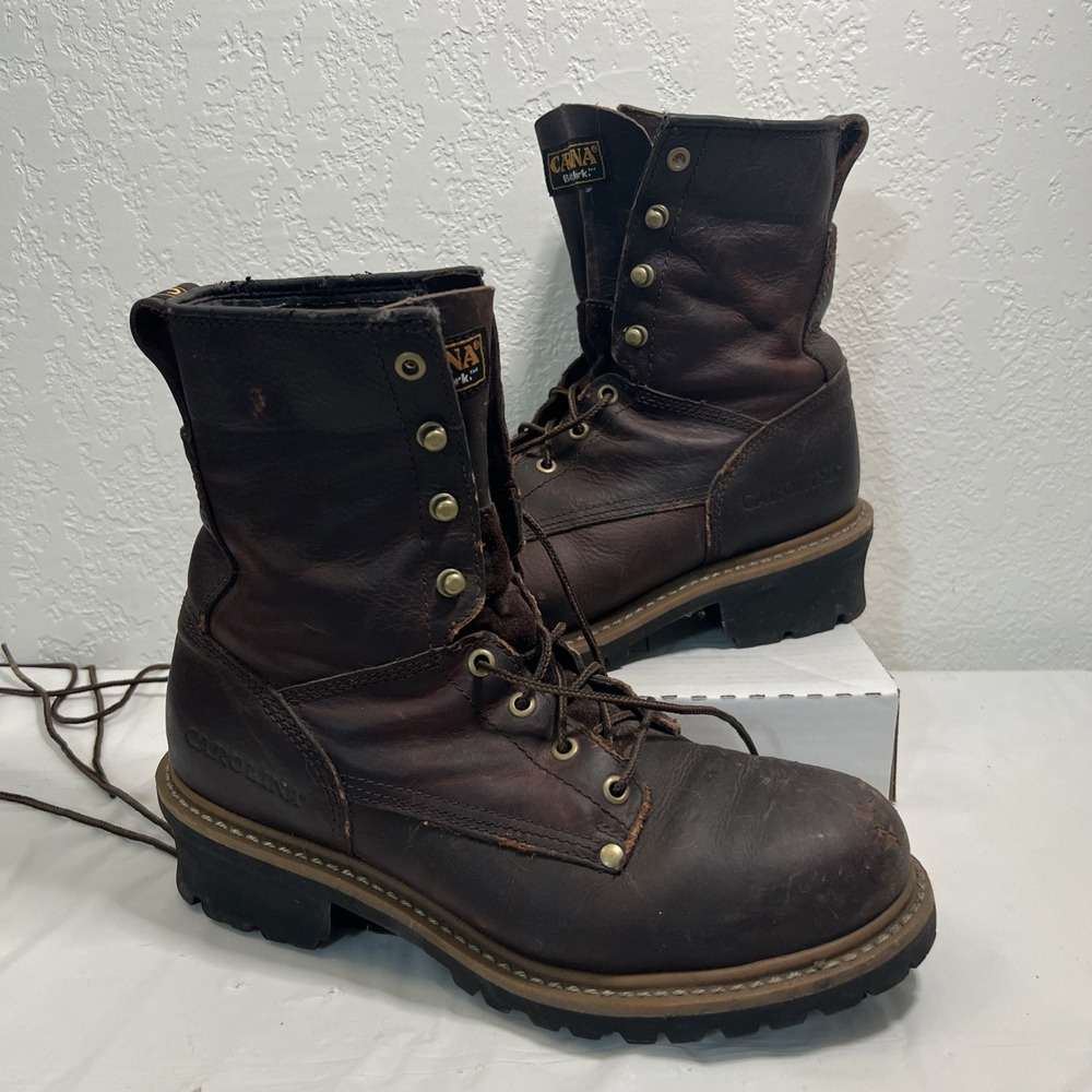Carolina 1821 Mens 10M Brown Leather Steel Toe Logger 8" Work Boot F2413-11